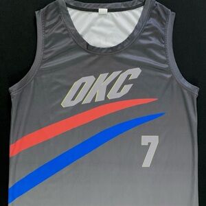 Carmelo Anthony OKC Oklahoma City Thunder #7 Grey Custom Jersey Tank Top Men’s L